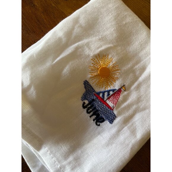 Embroidered Seasonal Linen Hand Towels Set Of 6 Months - Picture 3 of 11